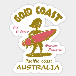 Gold coast Funny Surf Silhouette Sticker